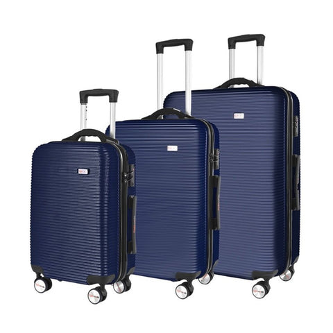 3 pcs 20"/24"/28" Digital Weighing Scale and USB Charging Port Lightweight Luggage Suitcase Blue V915-FB3001-BL