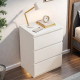 Modern Nightstand Warm White Triple Drawer Finger Pull Geometric Clean Lines V360-ZC-FNBT0052-WT-3D-47