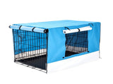 Wire Dog Cage Foldable Crate Kennel 36in with Tray BLUE Cover Combo V274-PET-WCCV36-BU