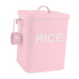 Iron Rice Container with Lid and Handle, Countertop Organizer Jar for Flour, Pet Pink M V1366-AZ2-W-27422