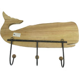 Handcrafted Whale Wall Hanging w 3 Hooks 56cm V637-12813WHL