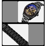 Golden Steel Band Automatic Skeleton Watch For Men PRL-5022335240DBT