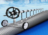Aqua Buddy Pool Cover 600 Micron 9.5x5m w/ Roller 5.55m Swimming Pools Sliver Solar Blanket PC-95X50-XL-DX-BL-ROLLER