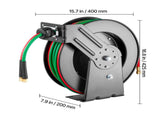 Retractable Welding Hose Reel, 1/4-Inch x 50FT Twin Oxygen Acetylene Rubber Hose Max 300PSI - T V952-HJRGJP50FTZDID1LEV0