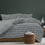 Ardor Jax Grey Chunky Faux Fur Quilt Cover Set King V442-INT-QUILTCS-JAX-SMOKE-KI