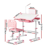 Keezi Kids Table and Chair Set Adjustable Study Desk w/ LED Lamp Reading Pink KTC-A-STU-PL-PK