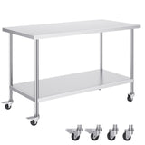 Stainless Steel Work Table 30 x 60 x 38 Inch, with 4 Wheels, 3 Adjustable Height Levels, Heavy Duty V952-CFBXGGZTLCDJ1CSD7V0
