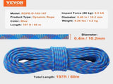 10.2mm Dynamic Climbing Rope, 60M Outdoor Rock Climbing Rope 25KN Breaking Tension, V952-DSDLS197YC10KNO0JV0