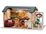 Miniature Dollhouse Kit DIY Christmas Realistic Mini 3D Wooden House with LED Lights Children's Day V1369-AZ3-W-16480