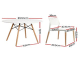 1 Artiss Dining Table and 4 Chairs Set Round White DSET-DSW100-086-WHX4