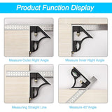 Metal Combination Square Multi-Function Carpentry Ruler Combination Angle Ruler With Zero Level V1188-MS-227-2253