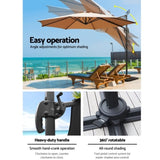 Instahut 3m Outdoor Umbrella w/Base Cantilever Beach Roma 360 Degree Tilt Beige UMB-ROMA-BASE-50N-BG