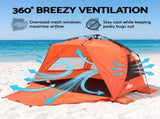Weisshorn Beach Tent 3-4 Person Pop Up Sun Shade UPF 50 Automatic Outdoor Orange TENT-C-BEA-4-OR