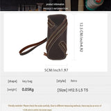 2pcs Retro Genuine Leather Key Pouch - 12.5cm x 5cm - Dual Zipper, Wrist V888-ELOSUNG56072-3