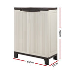 Gardeon Outdoor Storage Cabinet Box 92cm Lockable Cupboard Sheds Garage Adjustable Beige OSC-CABI-L1F