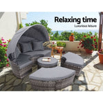 Gardeon Sun Lounge Setting Wicker Lounger Day Bed Patio Outdoor Furniture Grey ODF-SUNBED-180OT-GR-ABC