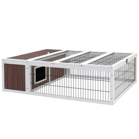 i.Pet Rabbit Hutch 124cm x 90cm x 35cm Chicken Coop Large Outdoor Wooden Run Cage House PET-GT-CH9035-BW