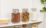 glass storage jars, airtight jars, kitchen storage, food storage, grain storage, pasta storage, V1102-122-48499-CLR-2PCS-1000ML