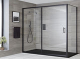 150mm Adjustable Single Door Corner Sliding Glass Shower Screen in Black V63-846321