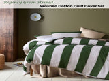 Accessorize Regency Green Striped Washed Cotton Quilt Cover Set Super King V442-HIN-QUILTCS-REGENCY-GREEN-SK