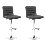 Artiss 2x Bar Stools Padded Leather Gas Lift Grey BA-K-710N-GYX2