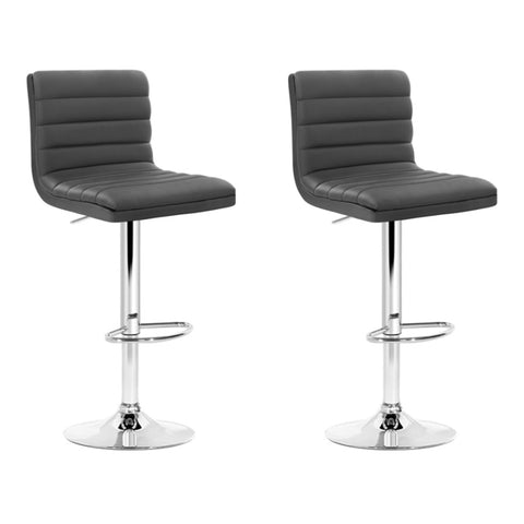 Artiss 2x Bar Stools Padded Leather Gas Lift Grey BA-K-710N-GYX2