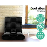 Artiss 4X Lounge Sofa Bed Flannel Fabric Black FLOOR-SBL-M193-S-BKX4