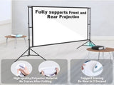 120 Inch Projector Screen with Stand & Carry Bag, 169 Foldable Movie Screen, 4K HD Compatible, V1181-AG-PROJECTOR