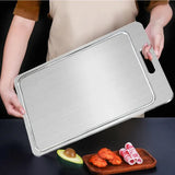 Double-Sided Titanium Cutting Board in Silver, 36x25CM, Heat Resistant for Kitchen and Camping V178-59250