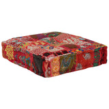 Patchwork Pouffe Square Cotton Handmade 50x50x12 Cm Red 43_246575