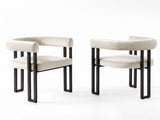 Artiss Dining Chairs Set of 2 Velvet Upholstered Barrel Chairs with Curved Armrests & Back Beige UPHO-C-DIN-2553-BGX2