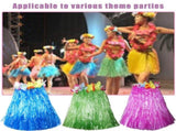 10pc Hawaiian Adult Luau Flowered Grass Skirt, 23 inch Long Hula Skirt Holiday Christmas Party V1192-AZ-W-10887