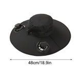 Wide Brim Sun Hat with 2 Built in Solar Fans, Cooling Fan Built in for Outdoor Men, Solar & USB V1369-AZ3-W-09688