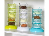 Kitchen Seasoning Bottles Boxes Plastic Frame Rotating Condiment Storage Rack-Light Blue 4 Layers V1263-JX-278