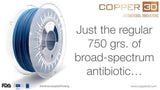 PLA Copper 3D PLActive - Innovative Antibacterial 1.75mm 750gram Sky Blue Color 3D Printer V177-175PLACT-BLUE-0750