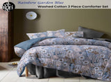Accessorize 3 Pcs Rainbow Garden Blue Washed Cotton Comforter Set King V442-HIN-COMFORTER-RAINBOWGARDEN-BLUE-KI
