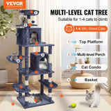 Cat Tree 174 cm Cat Tower with Cat Condos Sisal Scratching Post Dark Grey V952-DXSMS8C2FSH0S4J5KV0