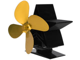 4 Blade Thermal Heat Powered Wood Stove Fan Fireplace Accessory for Heat DistributionGold V1294-YM0901-3117200136215