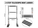 Telescoping Marine Ladder with 316 Stainless Steel Frame and Anti-Slip Steps for Boats, Yachts, V1341-ZY-ZC93S74A-3-STEP