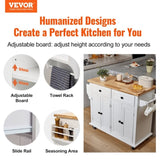 VEVOR Kitchen Island Cart with Solid Wood Top, 900 mm Width Mobile Carts with Storage Cabinet, V952-YDKCFDXJMDB24F20GV0
