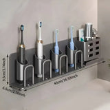 2nd Gen Space Aluminum Toothbrush Holder Drill-Free, Large-Capacity Storage, Water-Draining & V1232-YSJ-JH-002