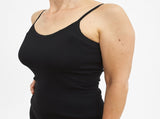Thermo Fleece Ladies Pure Wool Camisole w Lace Thermal Thermals Top Singlet - Black V563-TF-LPWCAMISOLE-BLK-L