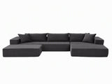 Artiss Modular Sectional Sofa Bed U-Shape 4-Seater Couch Chaise Ottoman Corduroy SB-C-CDF-L-GY-AB