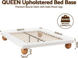 Artiss Queen Bed Frame and 2 Bedside Table Set, Boucle Upholstery Platform Bed BFRAME-G-DUNE-BS-03X2