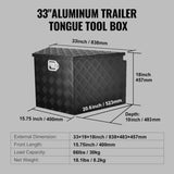 VEVOR Trailer Tongue Box, Aluminum Alloy Diamond Plate Tongue Box Tool Chest, Heavy Duty Trailer Box V952-T33X19X18INCH8Q94V0