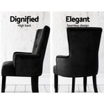 Artiss Dining Chair Velvet French Provincial Armchair Black UPHO-D-DIN116-VEL-BK