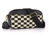 Tessellated Black Chic Quilted Crossbody Bag - Vintage PU Leather Shoulder Purse with Adjustable V888-ELOSUNG33465