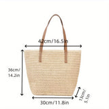 Straw Beach Bag Large Straw Tote Bag Totes Handbag Shoulder Bag Summer Handbags Straw Purse 1pcs V1192-AZ-W-10496