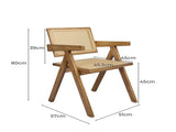 Levede 1x Dining Chair Solid Wood Rattan Natural CH1101-NT