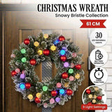 Christabelle 61cm Christmas Wreath Snowy Bristle with LED Lights Multicolour Front Door Decorat 112_SENSB104